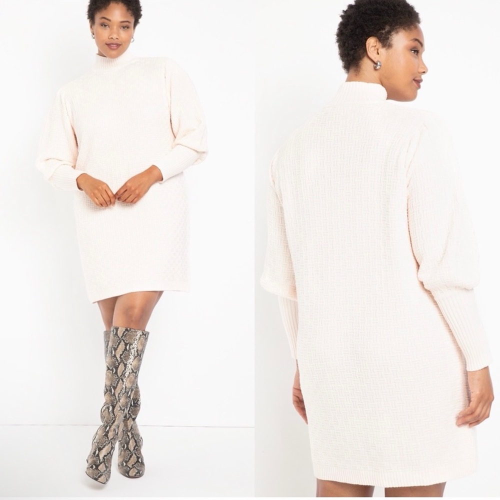 Eloquii Cream Long Sleeve Dress